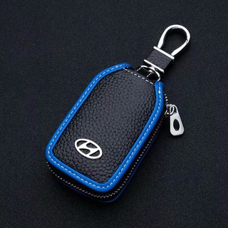 HYUNDAI Car Key Chain Cover Leather Key Fob Case Coin Holder Keyring bag Zipper for Elantra Accent Tucson Santa Fe Ix35 Ix45 S-27 Reina SANYAFE I30
