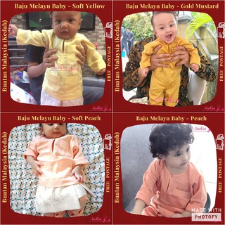 [Shop Malaysia] Baju Melayu Baby Yellow & Orange Edition - Soft Yellow, Peach, Soft Peach & Gold Mustard