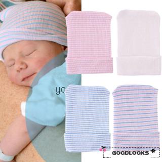 HGL♪Newborn Baby Girl Infant Stripe Striped Outdoor Casual Beanie Hospital Hat