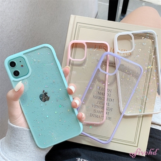 🌈Ready Stock🎁 iPhone 13 12 11 Pro Max X Xr Xs Max 8 7 Plus Star Bling Glitter Phone Case Clear Back Love Heart Tpu Soft Shell Protection Cover