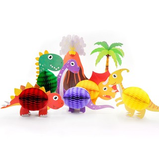7pcs/lot Dinosaur DIY 3D Honeycomb Paper Lantern Table Centerpiece For Kids Birthday Party Decorations