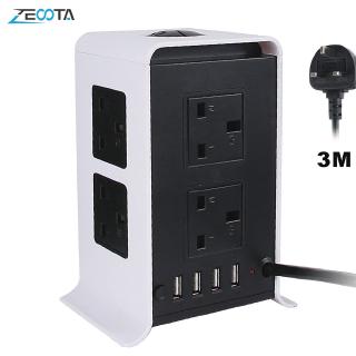 Vertical Power Strips Surge Protector Extension 3m/9.8ft Overload Protection with 8 Way Outlets 4 USB for Home Office (1)