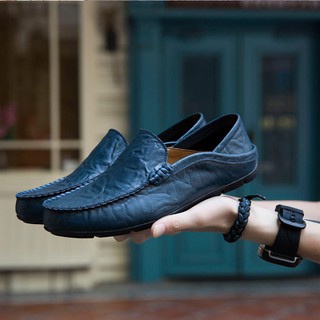 Big Size#38-47#Men's Fashion Leather Shoes Slip on Casual Loafers British Style Shoes Business
