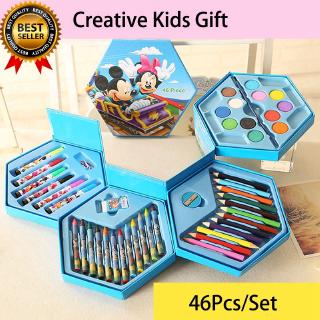 46Pcs/Set Kids Drawing Art Set Cartoon Painting Pen Colour Pencils Gift For Kids