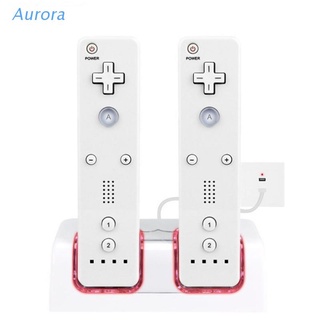 AUR Suitable for Wii Controller with Two 2800MAH Rechargeable Batteries Noiseless Safe Two-in-one Dual Charging Station