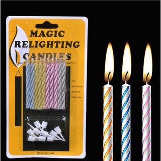 10 Magic Relighting Candles for Birthday Fun Party Cake Boy Girls Trick Toys (1)