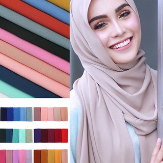 Jifang High Quality Heavy Bubble Chiffon Plain Shawl Tudung Muslim Head Scarf Hijab Shawls 60 colors WJ46