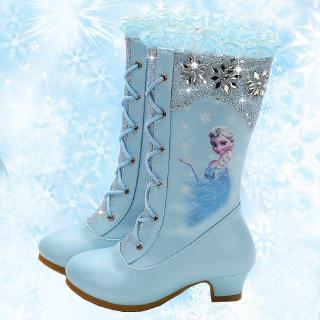 Frozen Disney Elsa High Boots Shoes Winter for Girls Pink Blue Snow Queen