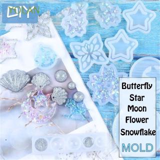 YOLAN Butterfly Quicksand Star Moon Crystal Pendant Resin Mould