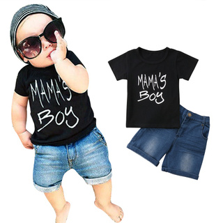 Toddler Kids Clothes Baby Boys Short Sleeve Cotton T-shirt Top + Denim Shorts