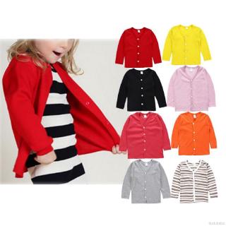 【dudubaba】Children Autumn Baby Boy Girl Cardigan Striped Solid Print Knitted Casual Outerwear