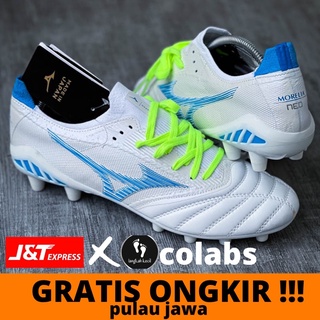 Mizuno Morelia Neo 3 Beta White Blue Volt Soccer Shoes
