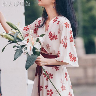 Vnc. S 2 Hanfu Improved Version Super Fairy Waist Retro Chinese Wind Little Floral Chiffon Dress Vnc.s 2