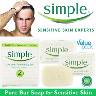 Simple Sensitive Skin Pure Soap Twin Pack (2x125g).