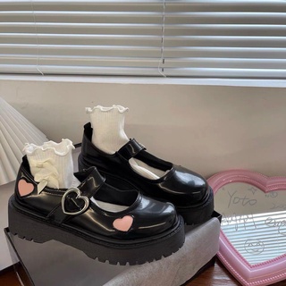Love small leather shoes women's Japanese Lolita Lolita shoes, a small number of爱心小皮鞋女日系洛丽塔lolita鞋小众百搭可爱JK制服鞋子12.10