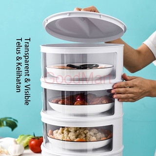 Anti-flies and Dust with Sling Door Keep Warm Avoid Cross-contamination Transparent Food Cover Saving Space Ready Stock Food Cover Stackable