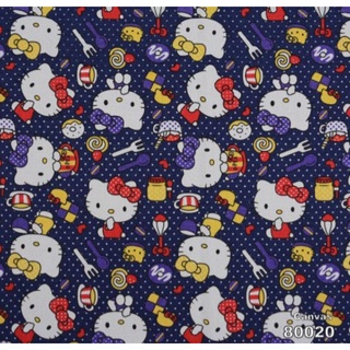 [Shop Malaysia] 8 80020 Canvas. Fabric Cotton Canvas (50cm x 140cm). Hello Kitty and Polkadot. (Kain diy beg)
