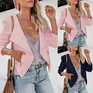 ♥ingramgogo♥ Women Casual Blazer Jacket Long Sleeve Open Front Zipper Slim Lapel Office