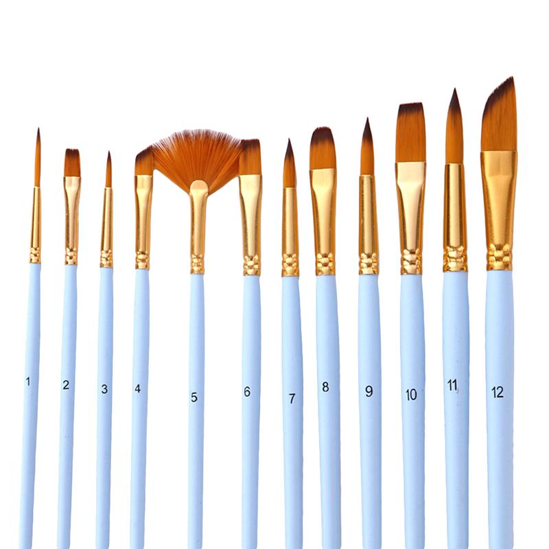 12 Pcs Artists Paint Brush Set Matte Acrylic Watercolor Fan Shaped Brush