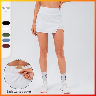 Lululemon yoga sports tennis skirt anti tarnish high waist yoga fitness side split design Golf skirt with pockets 12429