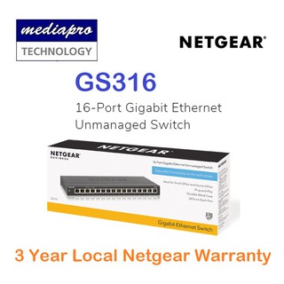 NETGEAR GS316 SOHO 16-port Gigabit Ethernet Switch - Metal Case - 3 Year Local Netgear Warranty