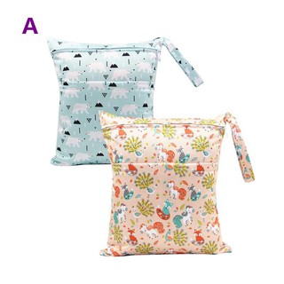 2Pcs Baby Cloth Diaper Bag Waterproof Reusable Double Zipper Wet Bag (1)