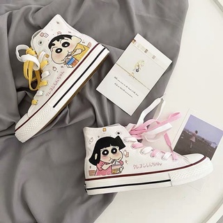 New Style High-Top Crayon Shin-Chan Canvas Shoes Joint Hand-Painted Japanese Student