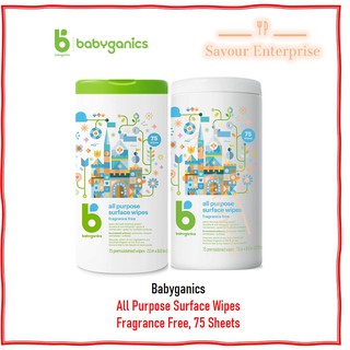 Babyganics All Purpose Surface Wipes Fragrance Free 75 Sheets