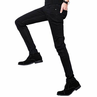 READY STOCK Skinny Jeans Denim Men Black Slim男士修身纯黑牛仔裤