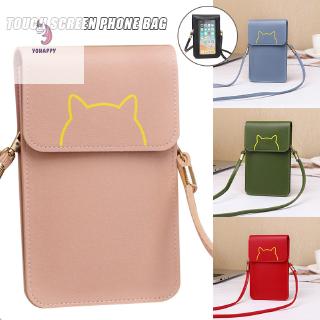 Touches Screen PU Leather Change Bag Women Crossbody Mobile Phone Pouch Wallet