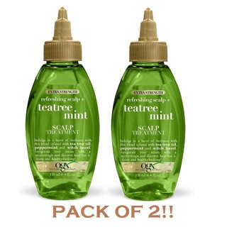 (FROM USA) OGX Extra Strength Refreshing Scalp + Tea Tree Mint Scalp Treatment, 4 Ounce (In Single & Value Pack of 2)