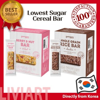 [Gomgom] Lowest Sugar Cereal Bar for Diet Korean Food Berry & Nut Bar, Whole Grain Rice Bar 20~25g x 12ea