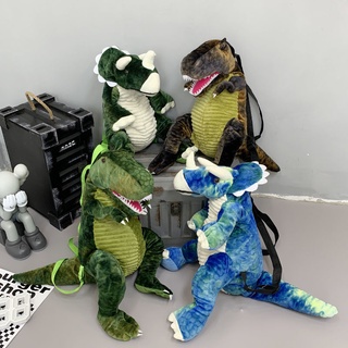 ☸™♙Autumn and winter new style personality men and women through tie-dye dinosaur bag plush toy fashion backpack