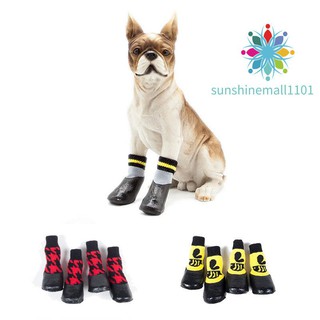 ஐ☼4 Pcs Pet Dog Shoes Boots Waterproof Socks Puppy Non-slip Outdoor Feet Cover