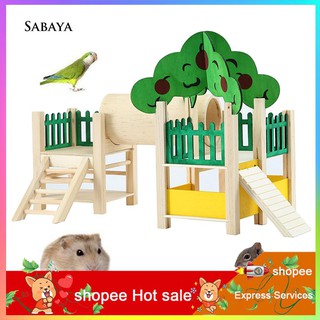 ♝♝♝Cute Small Animal Pet Hamster Sleeping House Cabin Cage Ladder Nest Castle Toy
