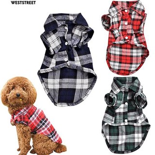 🆕Cute Pet Dog Puppy Plaid Shirt Coat Clothes T-Shirt Top Apparel Size XS S M L