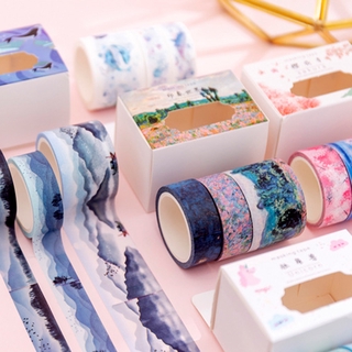 ⚡FLASH SALE⚡ 3Rolls Dream Watercolor Sea Masking Tape Diary Scarpbooking DIY Decoration Washi Tape