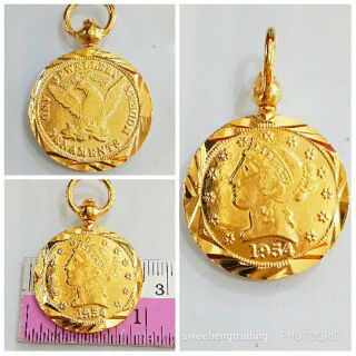 [Shop Malaysia] An original Emas Korea Fengshui Pendant(Golden Coin)with Eagle,pound image