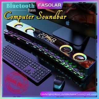 🌟New Arrival🌟3600mAh Bluetooth Wireless Gaming Speaker Desktop PC Computer Soundbar USB 3D HIFI Bass Stereo Subwoofer Home Clock Sound Bar Computer RGB LED Mechanical Loudspeaker