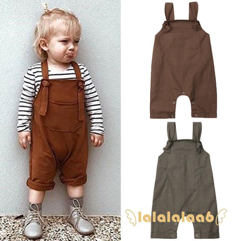LLL-Infant Toddler Baby Kid Boys Girls Overalls Knot Suspenders Bib Pants with
