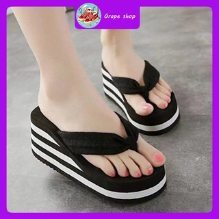 High 4.5cm slippers female summer outside wear anti-landslide and women''s word drag heel thick bottom beach shoes sea