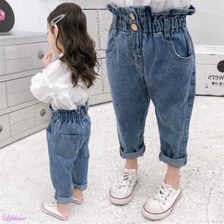 Children Toddler Girls Casual Elastic Waist Jeans Denim Pants Summer Autumn Bottoms Trousers
