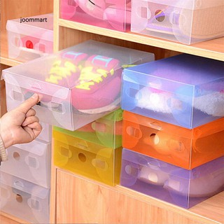 【JM】Candy Color Clear Plastic Shoebox Lady Stackable Shoes Storage Box Drawer Unit