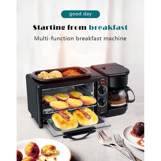 3 In1 Electric Breakfast Machine Multifunction Coffee maker,frying pan mini oven