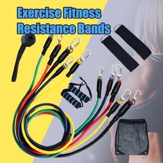 Ready stock 11pcs/set Yoga Band Pull Rope Fitness Exercises Resistance Bands Set Training