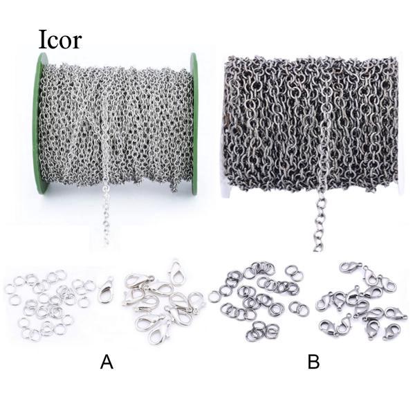 1 Roll Durable Iron Chain + Lobster for Jewelry Making Necklace DIY Craft I23