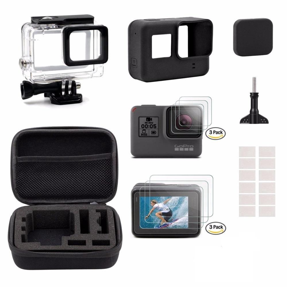 GoPro Hero 7/6/5 Black Kit Bag Housing Case Screen Protector Silicone Lens Cover