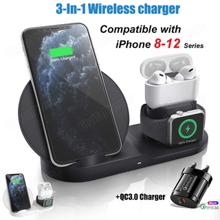 3 In 1 Wireless Charger 10W Fast Wireless Charging Station for Apple Watch Series 6-2 iPhone 12/11/XR/XS Max Airpods