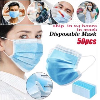 allbuy]Ready stock 50 pcs/pack 3-layer 3PLY Earloop Disposable Breathable Face mask