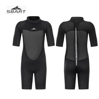 Sbart 2mm Boys Girls Neoprene Short Wetsuit for Children 2-12Y Kids Full Black Diving Suit Thermal Swimsuit Jumpsuit